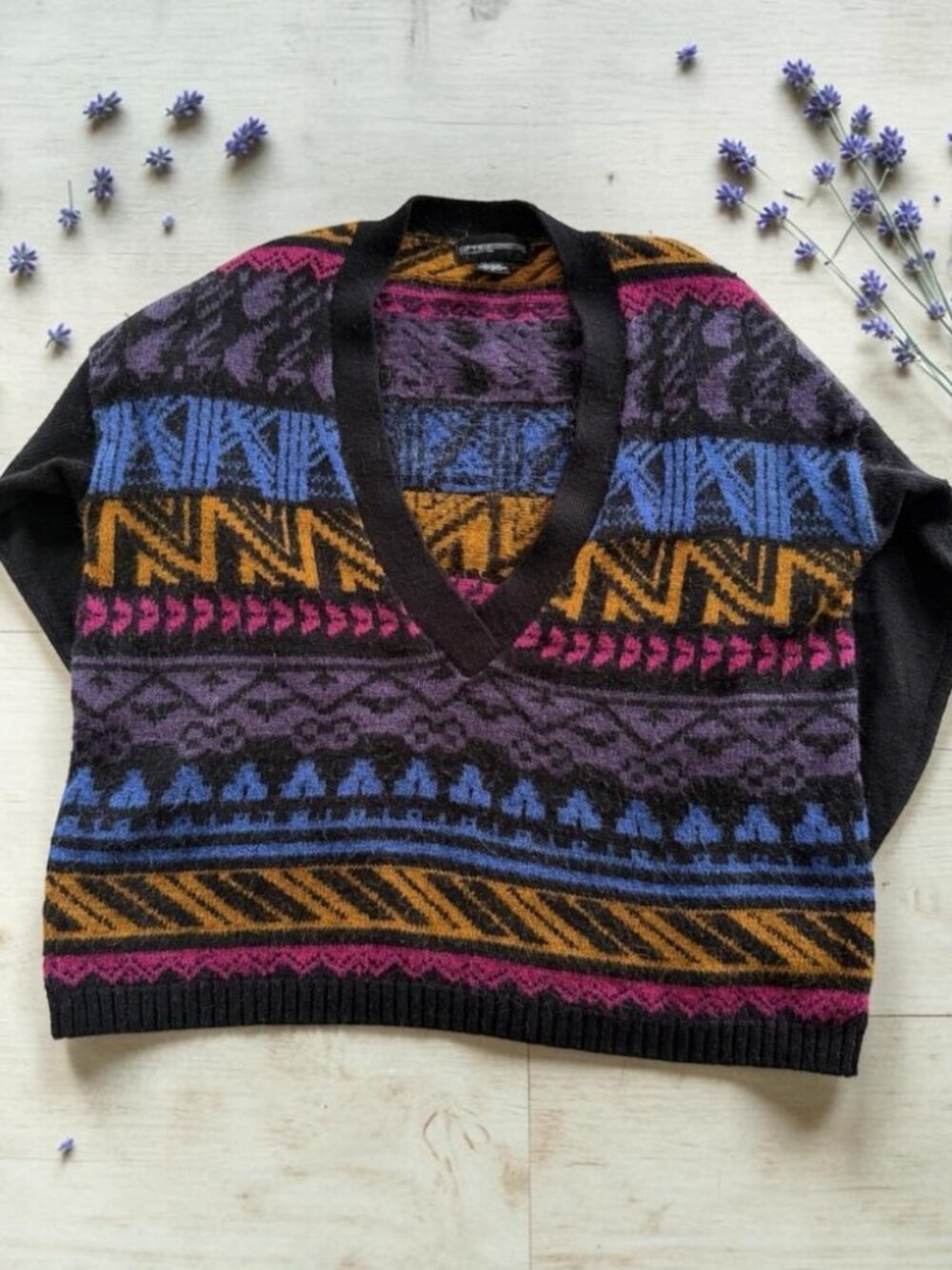 Vintage Spree International 80s 90s Tribal Mohair‎ Sweater Size L